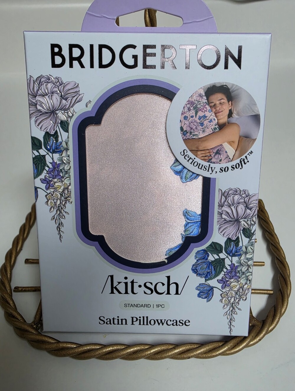 NEW Bridgerton x Kitsch Wisteria Satin Pillowcase Standard Sealed In Box